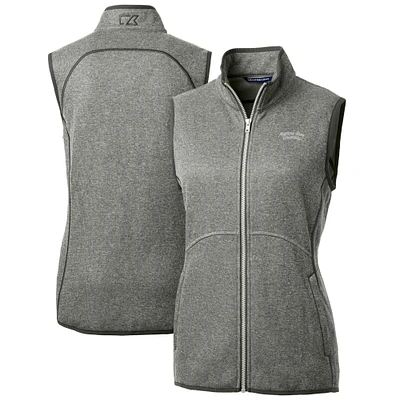 Women's Cutter & Buck  Heather Gray Montana State Bobcats Mainsail Sweater-Knit Full-Zip Vest