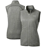 Women's Cutter & Buck  Heather Gray Montana State Bobcats Mainsail Sweater-Knit Full-Zip Vest