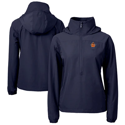 Women's Cutter & Buck Navy/ Syracuse Orange Vault Charter Eco Recycled Half-Zip Anorak Jacket