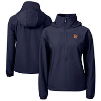 Women's Cutter & Buck Navy/ Syracuse Orange Vault Charter Eco Recycled Half-Zip Anorak Jacket
