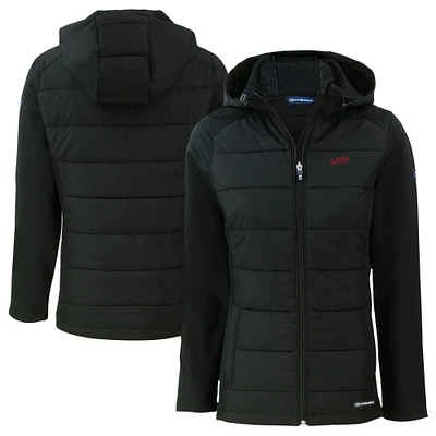 Women's Cutter & Buck SMU Mustangs Vault Evoke Hybrid Eco Softshell Recycled Full-Zip Hooded Jacket