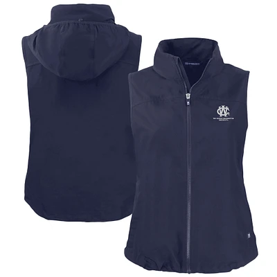 Women's Cutter & Buck  Navy George Washington University Vault Charter Eco Recycled Full-Zip Vest