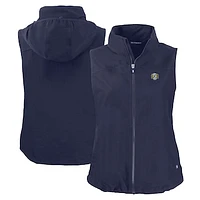 Women's Cutter & Buck  Navy North Carolina Tar Heels Vault Charter Eco Recycled Full-Zip Vest