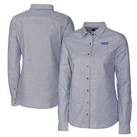 Women's Cutter & Buck  Charcoal Montana State Bobcats Vault Stretch Oxford Long Sleeve Tri-Blend Button-Up Dress Shirt