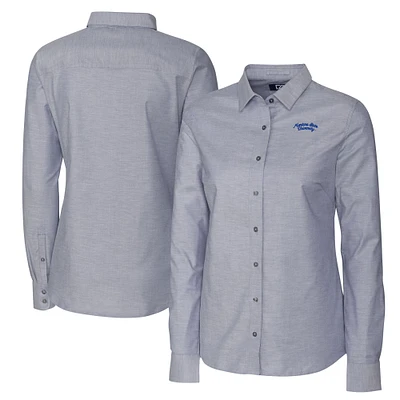 Women's Cutter & Buck  Charcoal Montana State Bobcats Vault Stretch Oxford Long Sleeve Tri-Blend Button-Up Dress Shirt
