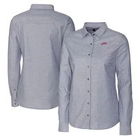 Women's Cutter & Buck  Charcoal SMU Mustangs Vault Stretch Oxford Long Sleeve Tri-Blend Button-Up Dress Shirt