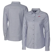 Women's Cutter & Buck  Charcoal SMU Mustangs Vault Stretch Oxford Long Sleeve Tri-Blend Button-Up Dress Shirt