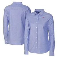 Women's Cutter & Buck  Royal SMU Mustangs Vault Stretch Oxford Long Sleeve Tri-Blend Button-Up Dress Shirt