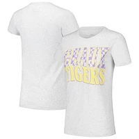 Women's Heather Gray LSU Tigers Checkered Team Name Wavy Tri-Blend T-Shirt