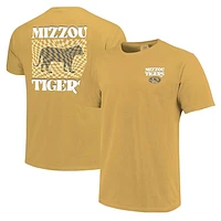 Women's Gold Missouri Tigers Comfort Colors Checkered Mascot T-Shirt