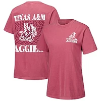 Women's Maroon Texas A&M Aggies Comfort Colors Checkered Mascot T-Shirt