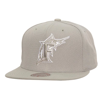 Men's Mitchell & Ness Gray Florida Marlins Cooperstown Collection Snapback Hat