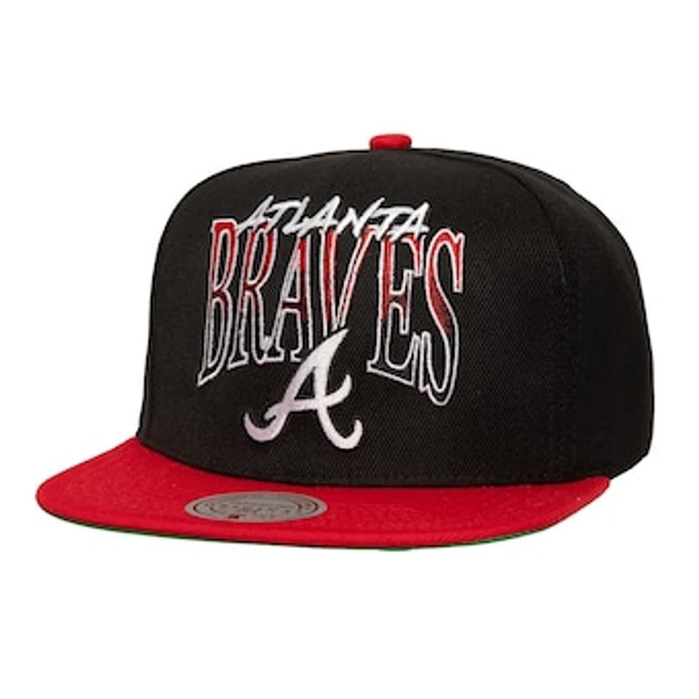 Men's Mitchell & Ness Black Atlanta Braves Rise Up Snapback Hat