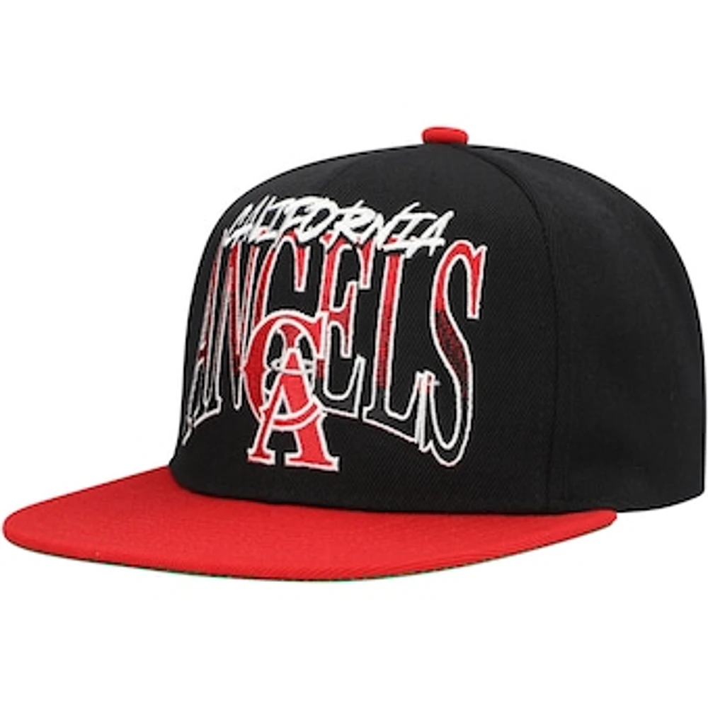 Men's Mitchell & Ness Black California Angels Cooperstown Collection Rise Up Snapback Hat