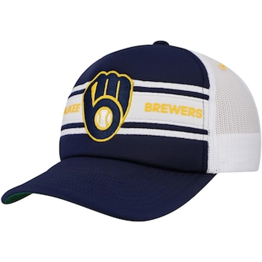 Men's   Navy Milwaukee Brewers Sideline Trucker Adjustable Hat