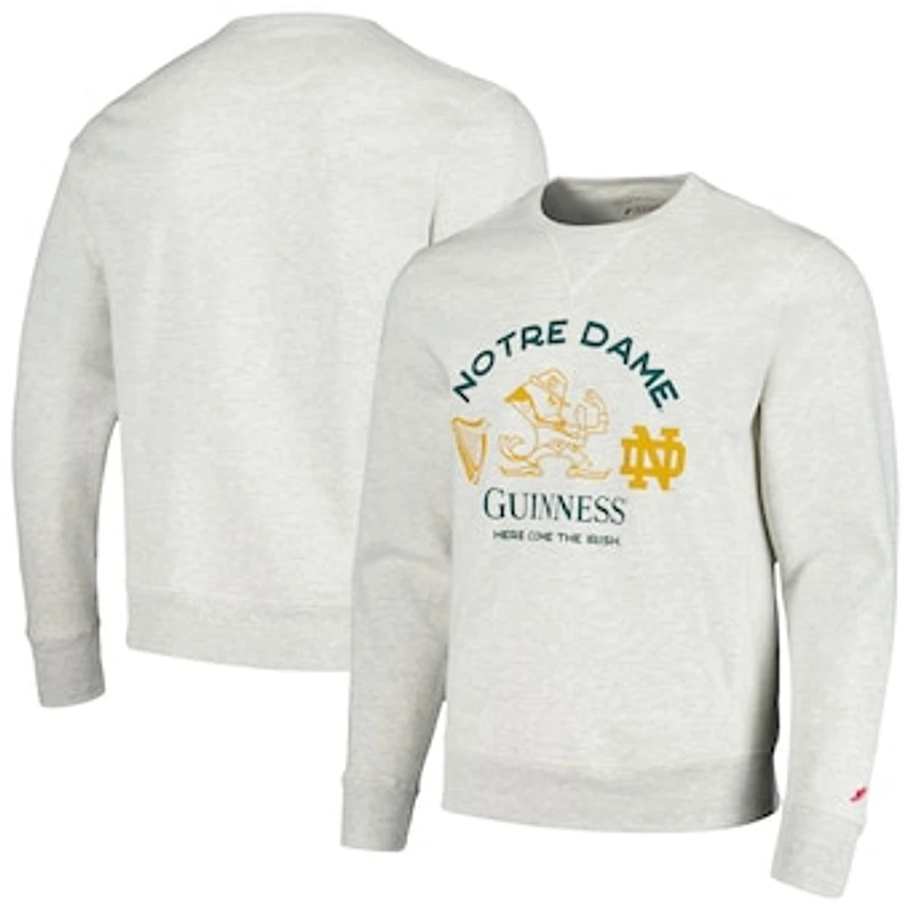 Men's League Collegiate Wear Oatmeal Notre Dame Fighting Irish x Guinness Here Come the Stadium Fleece Crewneck Pullover Sweatshirt