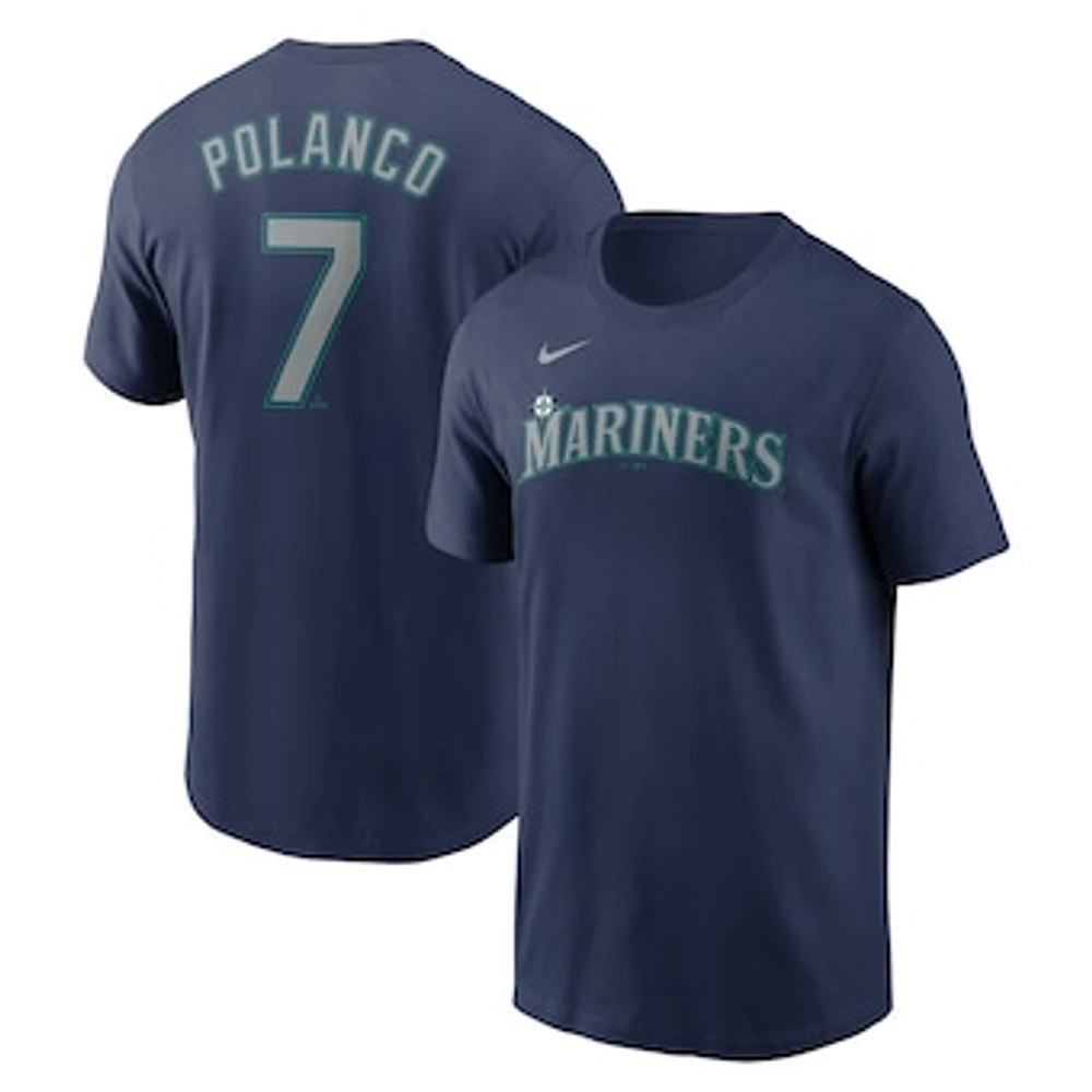 Men's Nike Jorge Polanco Navy Seattle Mariners Fuse Name & Number T-Shirt