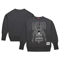 Women's Mitchell & Ness Charcoal Oakland Raiders Distressed Logo 4.0 Pullover Sweatshirt