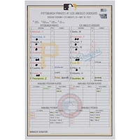 Pittsburgh Pirates Game-Used Lineup Card vs. Los Angeles Dodgers on May 30, 2022