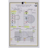 Pittsburgh Pirates Game-Used Lineup Card vs. Chicago Cubs on April 23, 2022