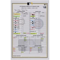 Pittsburgh Pirates Game-Used Lineup Card vs. Chicago Cubs on April 23, 2022