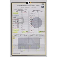 Pittsburgh Pirates Game-Used Lineup Card vs. Milwaukee Brewers on April 27, 2022