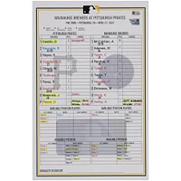 Pittsburgh Pirates Game-Used Lineup Card vs. Milwaukee Brewers on April 27, 2022