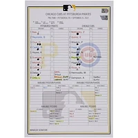 Pittsburgh Pirates Game-Used Lineup Card vs. Chicago Cubs on September 25, 2022