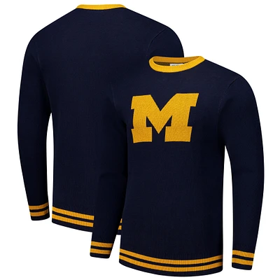 Unisex Uscape Apparel Navy Michigan Wolverines Renew Knit Vintage Pullover Sweater