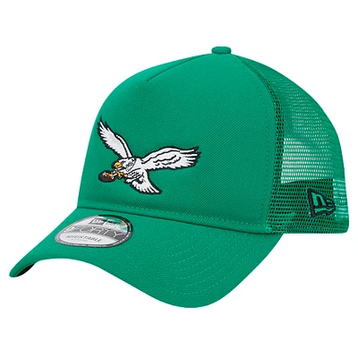 Men's New Era Kelly Green Philadelphia Eagles 9FORTY A-Frame Trucker Adjustable Hat