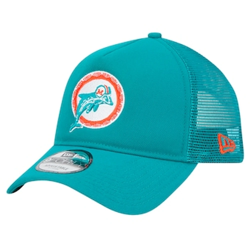 Men's New Era Aqua Miami Dolphins 9FORTY A-Frame Trucker Adjustable Hat