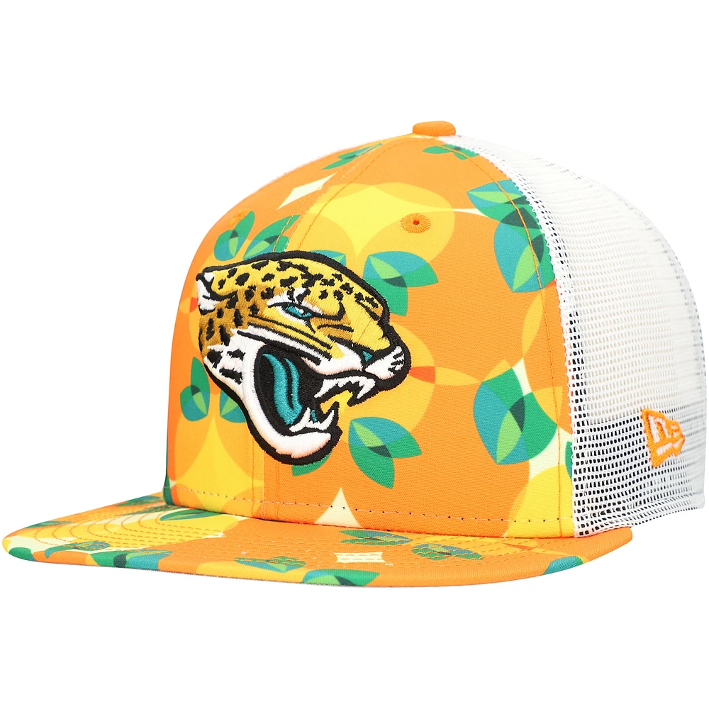 Men's New Era Orange Jacksonville Jaguars Citrus 9FIFTY Trucker Snapback Hat