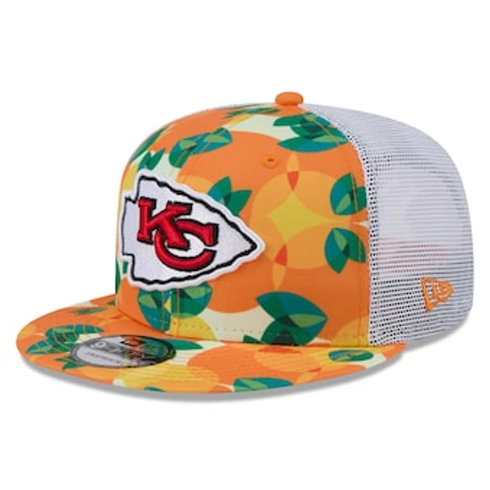 Men's New Era Orange Kansas City Chiefs Citrus 9FIFTY Trucker Snapback Hat