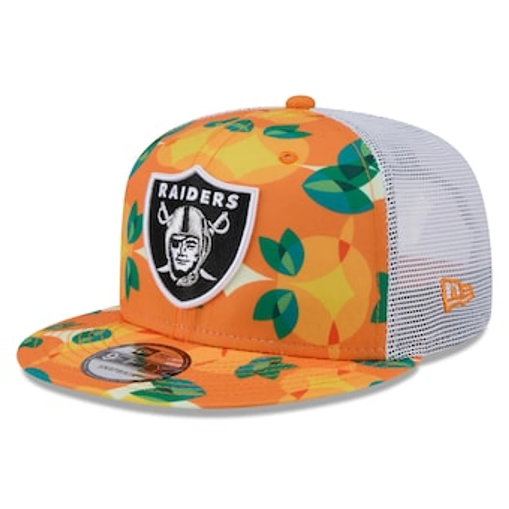 Men's New Era Orange Las Vegas Raiders Citrus 9FIFTY Trucker Snapback Hat