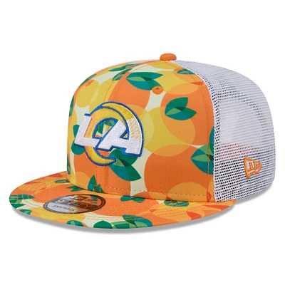 Men's New Era Orange Los Angeles Rams Citrus 9FIFTY Trucker Snapback Hat