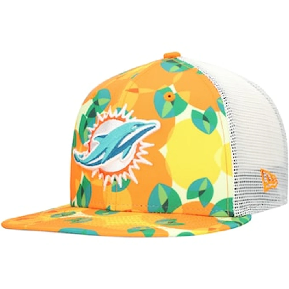 Men's New Era Orange Miami Dolphins Citrus 9FIFTY Trucker Snapback Hat