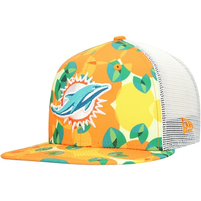 Men's New Era Orange Miami Dolphins Citrus 9FIFTY Trucker Snapback Hat