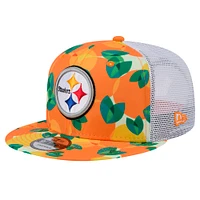 Men's New Era Orange Pittsburgh Steelers Citrus 9FIFTY Trucker Snapback Hat