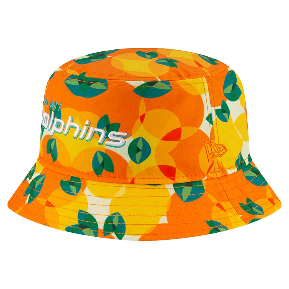 Men's New Era Orange Miami Dolphins Citrus Bucket Hat