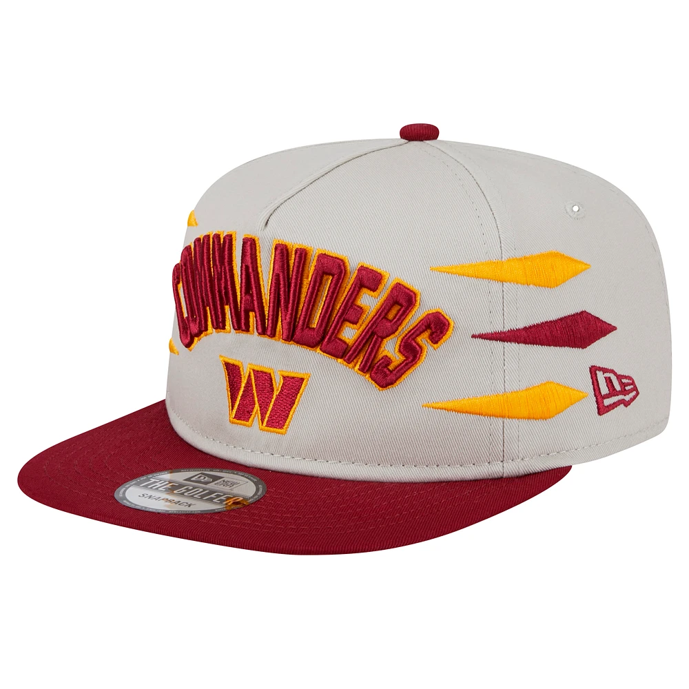 Men's New Era Stone/Burgundy Washington Commanders Athletic Golfer Snapback Hat