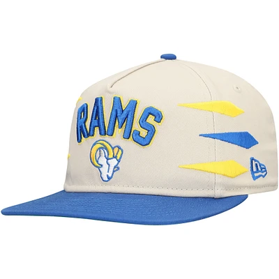 Men's New Era Stone/Royal Los Angeles Rams Athletic Golfer Snapback Hat