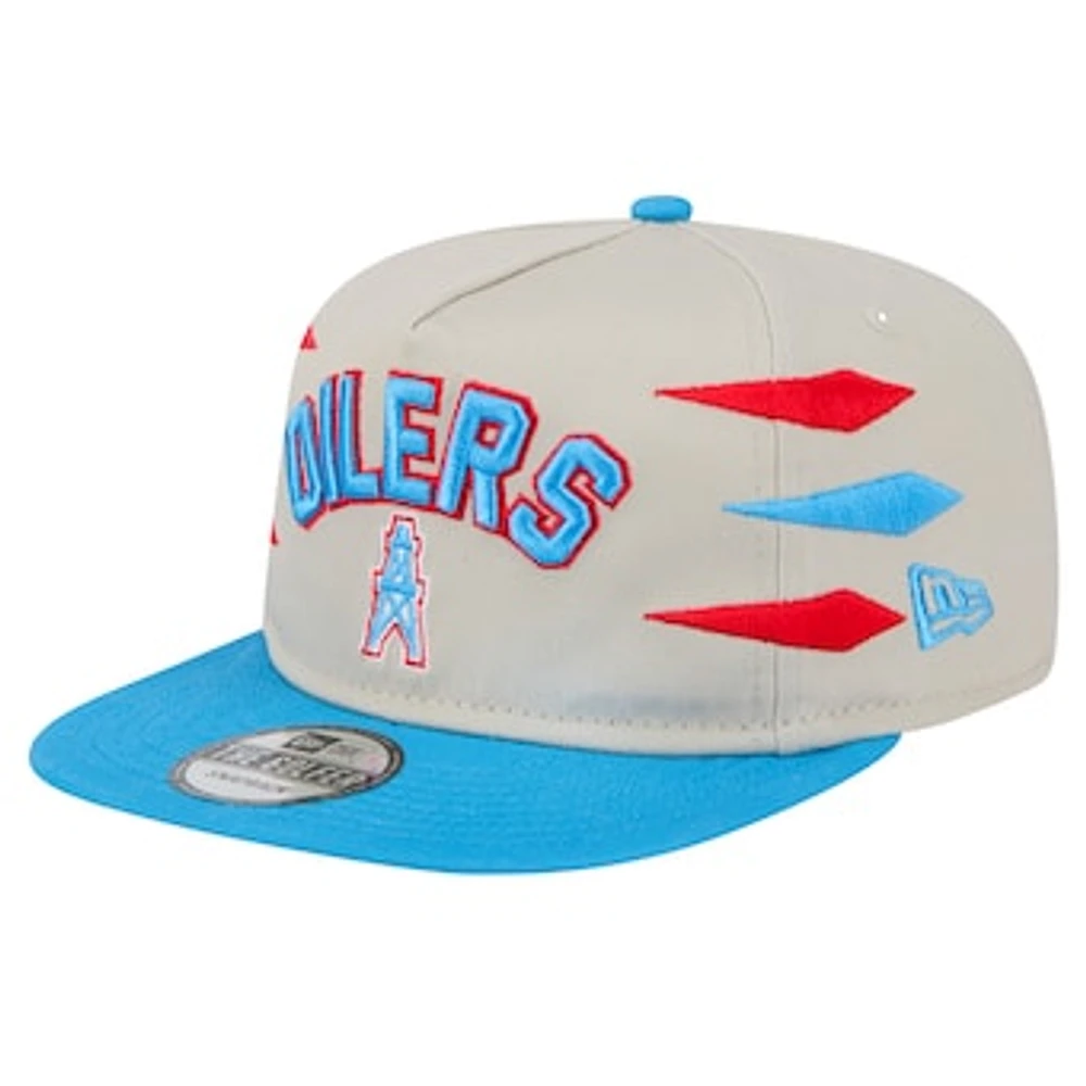 Men's New Era Stone/Light Blue Houston Oilers Athletic Golfer Snapback Hat