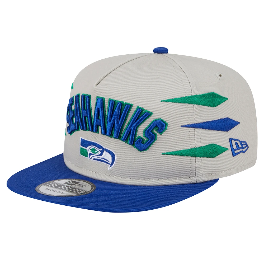 Men's New Era Stone/Royal Seattle Seahawks Athletic Golfer Snapback Hat