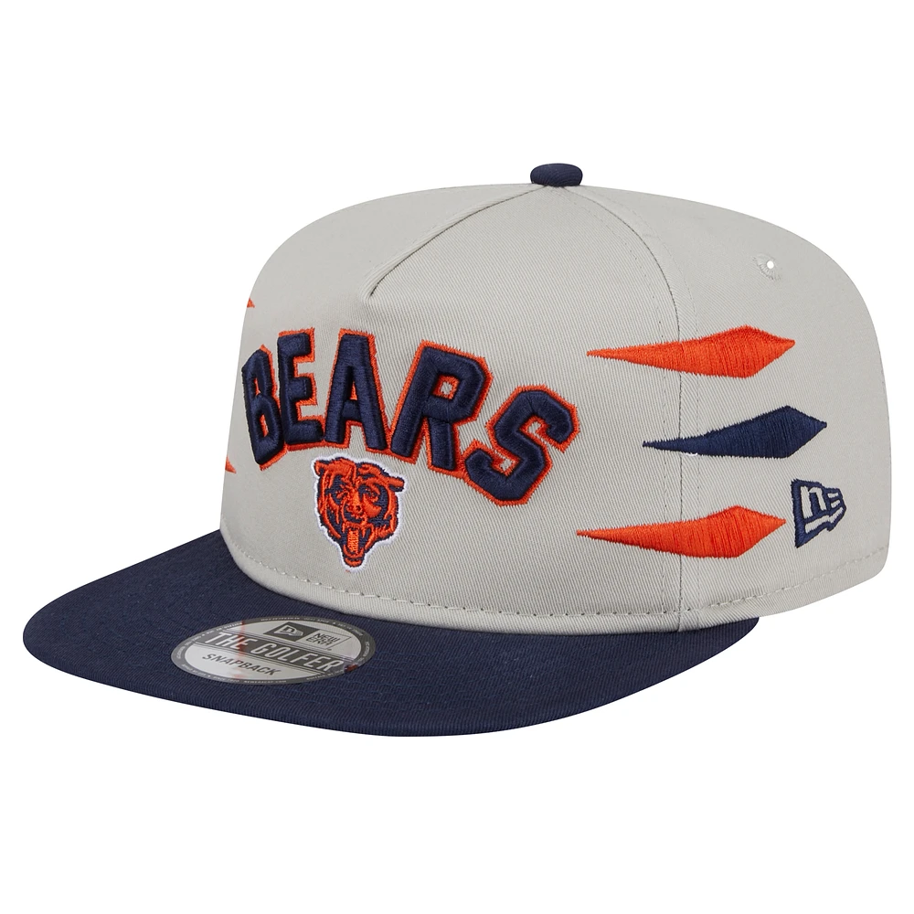 Men's New Era Stone/Navy Chicago Bears Athletic Golfer Snapback Hat