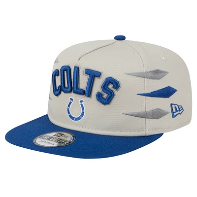 Men's New Era Stone/Royal Indianapolis Colts Athletic Golfer Snapback Hat