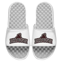 Unisex ISlide White Brown Bears Stacked Bear Logo Slide Sandals