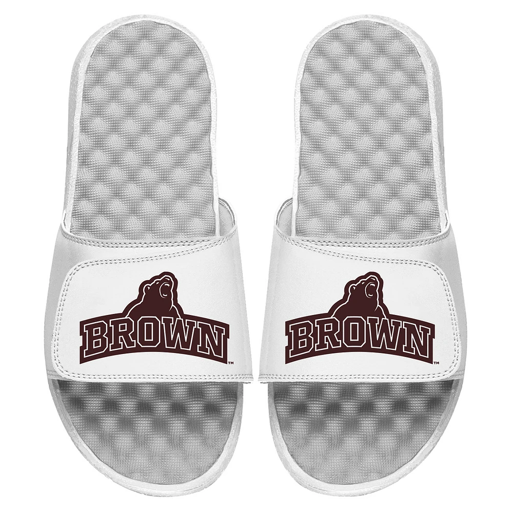 Unisex ISlide White Brown Bears Stacked Bear Logo Slide Sandals