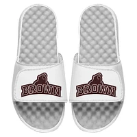 Unisex ISlide White Brown Bears Stacked Bear Logo Slide Sandals