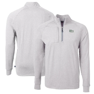 Men's Cutter & Buck  Heather Gray Ivy League Adapt Eco Knit Heathered Recycled Quarter-Zip Pullover Top