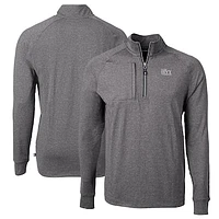 Men's Cutter & Buck  Heather Black Ivy League Adapt Eco Knit Heathered Recycled Quarter-Zip Pullover Top